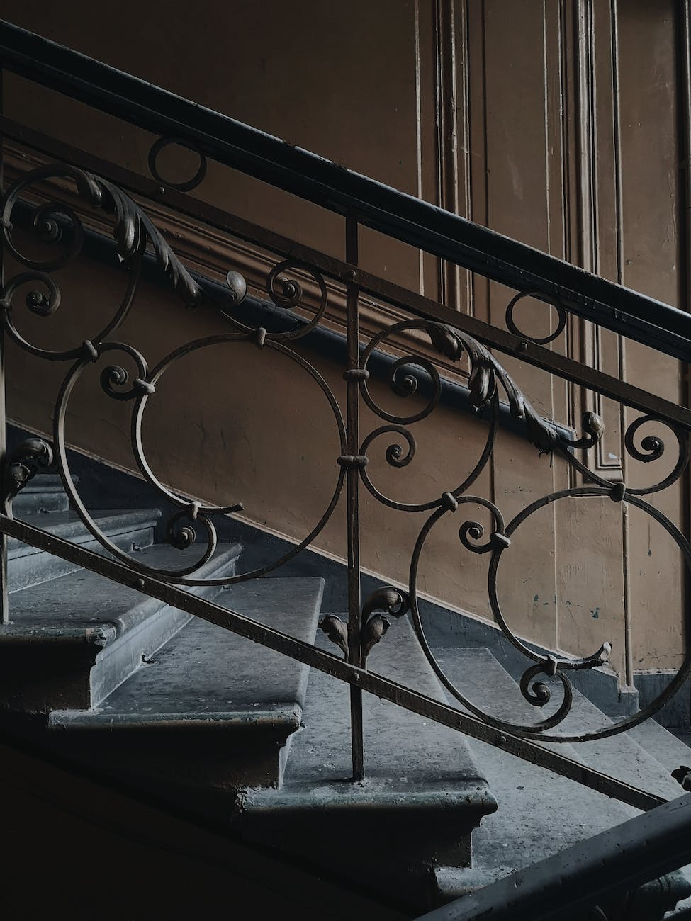 Staircase of old building with shabby steps